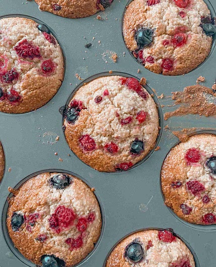 Berry Vegan Breakfast Muffins. Vegan + gluten free