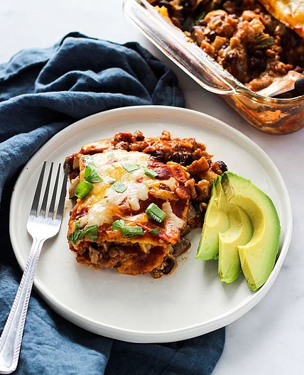 Walnut Mushroom Enchilada Casserole