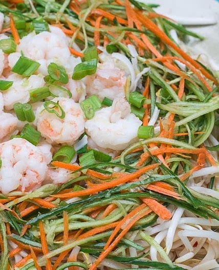 Low FODMAP Spicy Sichuan Noodles and Shrimp Salad