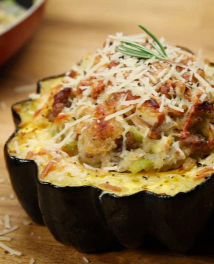 Sausage and Apple Stuffed Acorn Squash Recipe by Tasty