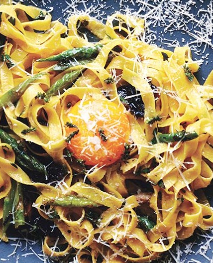 Fettuccine with Shiitakes and Asparagus