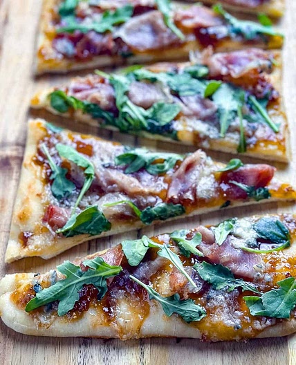 Prosciutto, Fig Jam, and Blue Cheese Flatbread