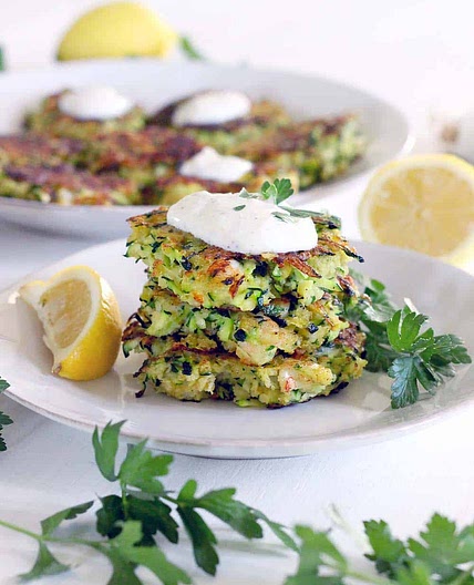 Shrimp and Zucchini Fritters with Yogurt Sauce