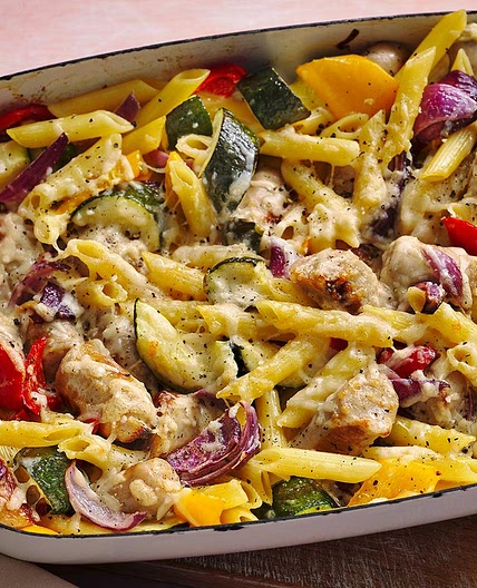 Creamy sausage pasta bake