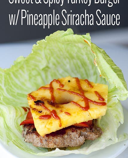 Sweet n’ Spicy Turkey Burgers w/ Pineapple Sriracha Sauce