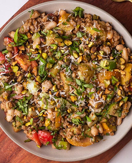 Italian Farro Salad with Creamy Balsamic Dressing