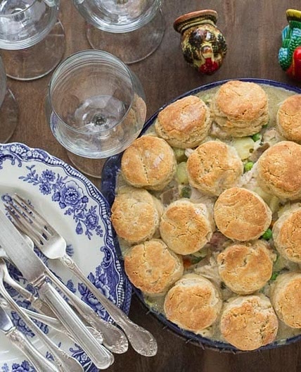 Low FODMAP Leftover Turkey Pot Pie with Biscuit Topping
