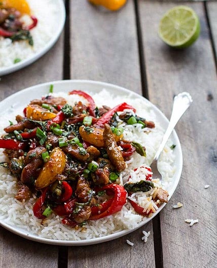 30 Minute Sweet Asian Chili Pork, Ginger and Tangerine Stir Fry