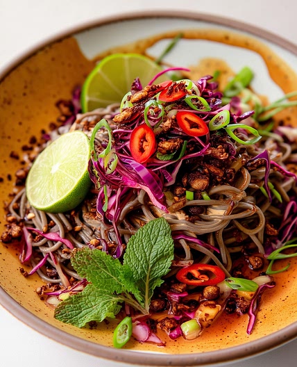 Sesame Chili Cold Soba Noodle Salad