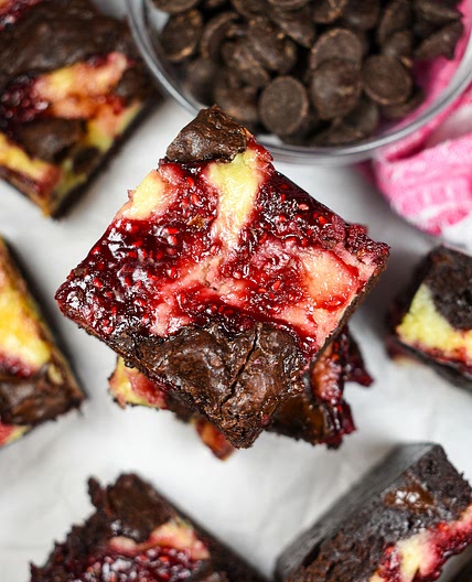 Raspberry Brownies with Cream Cheese Swirl