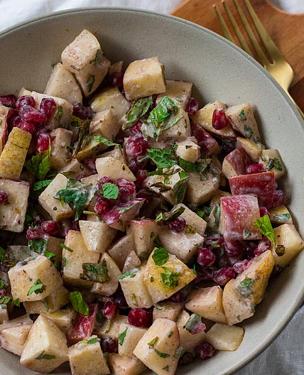 Fall Fruit Salad with Lime Yogurt Dressing (vegan)