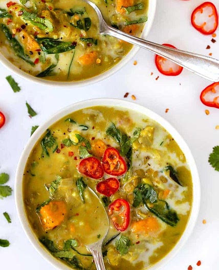 Green Coconut Curry Lentil Soup