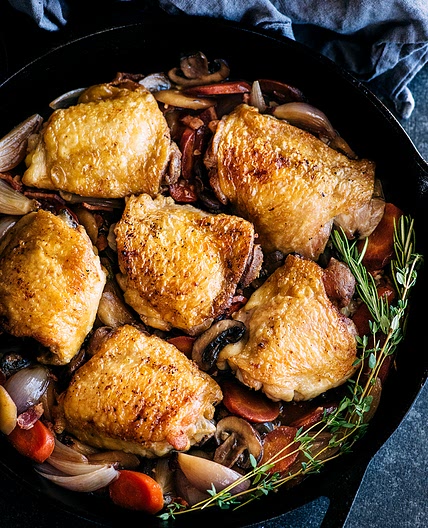 One Pan White Wine Chicken & Vegetables (Coq Au Vin Blanc)