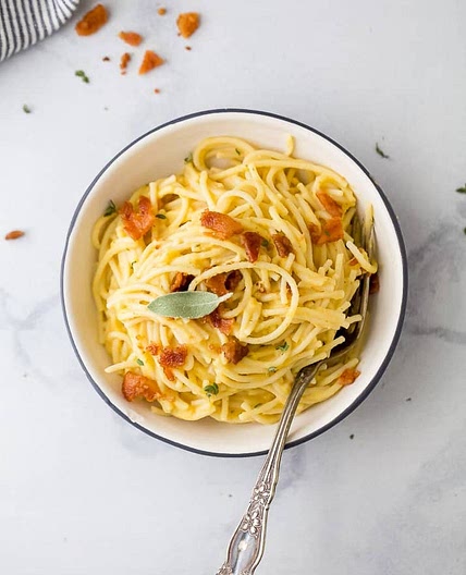 Creamy Butternut Squash Pasta with Bacon