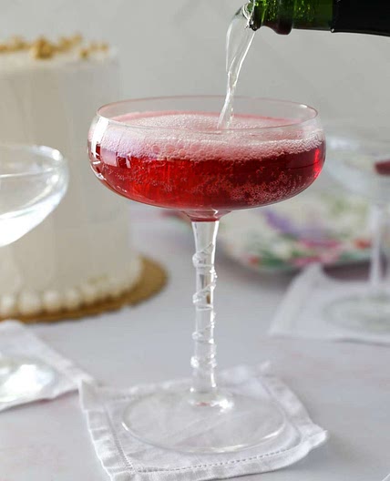 Hibiscus Tea and Elderberry Champagne Cocktail