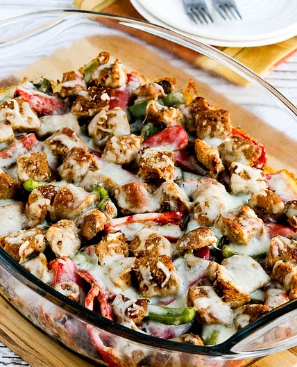 Sausage, Peppers, and Mushrooms Low-Carb Cheesy Bake