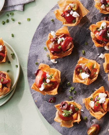 Phyllo Bruschetta Cups with Feta and Kalamata Olives