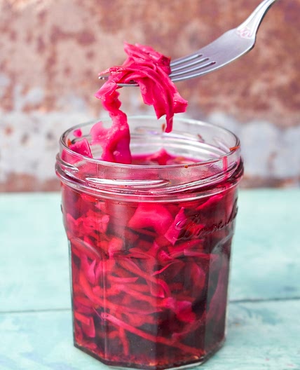Easy Quick Pickled Cabbage for Tacos or Sandwiches