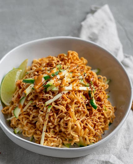 Gochujang Peanut Noodles with Patty Pan Squash