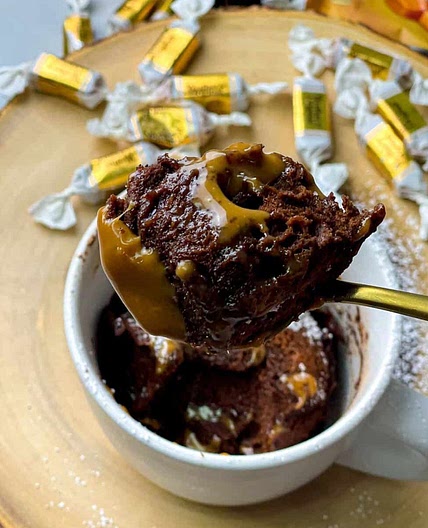 Microwave Chocolate Caramel Mug Cake Recipe