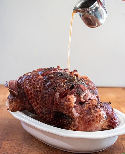Maple Bourbon Glazed Dutch Oven Ham