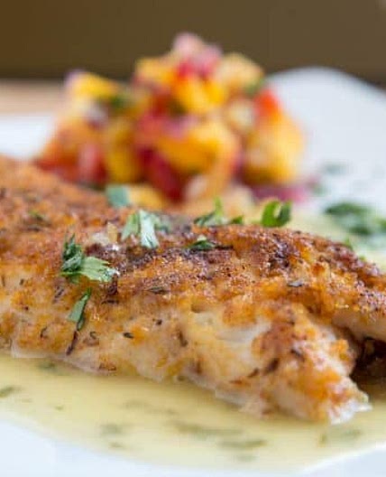 Lime Crusted Chilean Sea Bass with Florida Pink Shrimp