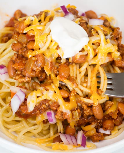 Turkey Chili Spaghetti