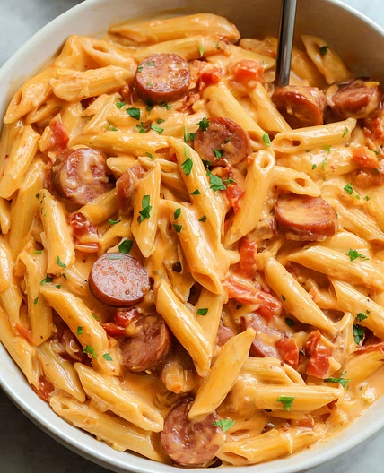 Cheesy Kielbasa Pasta
