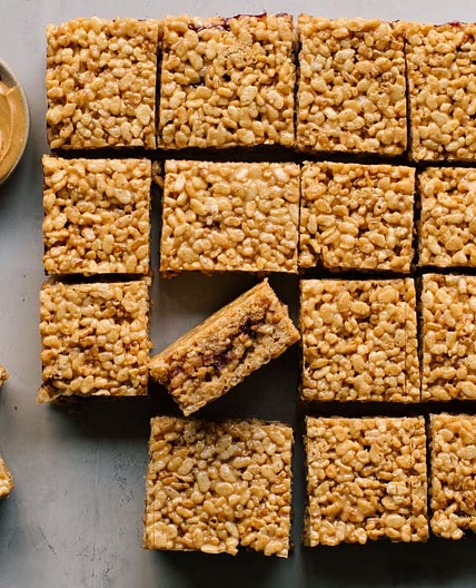 Peanut Butter and Jelly Rice Krispie Treats Recipe