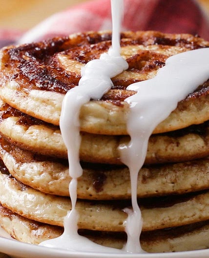 Cinnamon Roll Pancakes With Chloe Coscarelli Recipe by Tasty