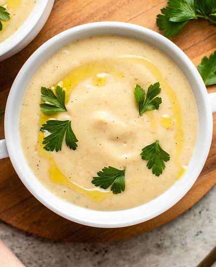 Creamy Parsnip Soup with Roasted Garlic