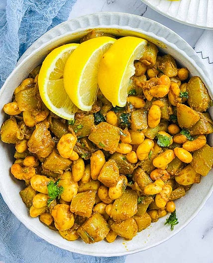 Pan Fried Chayote Squash with White Beans