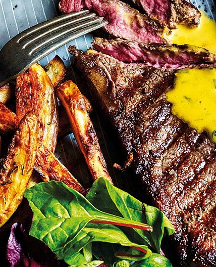 Sirloin steaks with rosemary fries and cheat’s Béarnaise