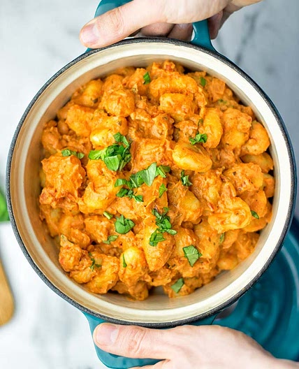 Gnocchi with Garlic Cream Tomato Sauce