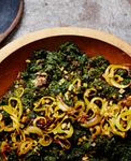 "Creamed" Collard Greens with Peanut Butter and Chile