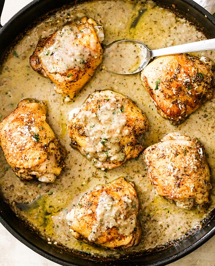 One pan Baked Chicken with Garlic Parmesan Cream Sauce