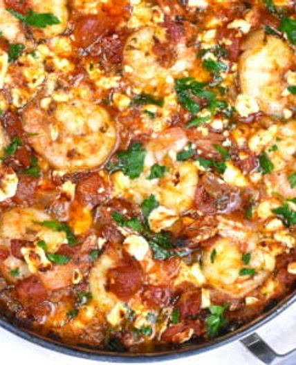 Shrimp Saganaki (Greek Shrimp with Tomatoes & Feta)