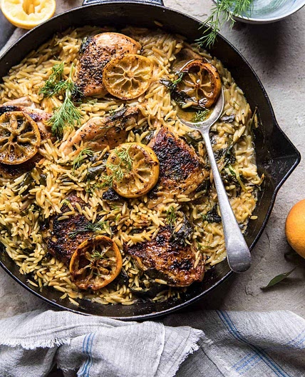 One Skillet Lemon Butter Chicken and Orzo