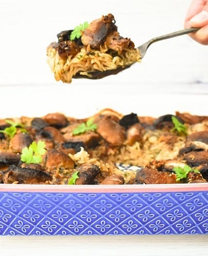 Mushroom Rice Bake with Gravy