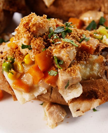 Chicken Pot Pie Baked Potatoes