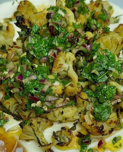 How to make Roasted Cauliflower with Yogurt & Chimichurri