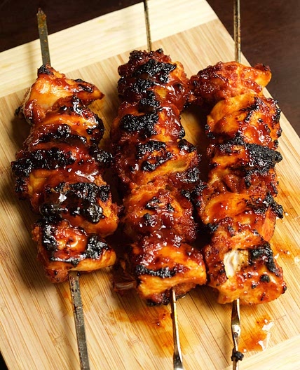 Bourbon Bacon BBQ Chicken Kebabs Recipe