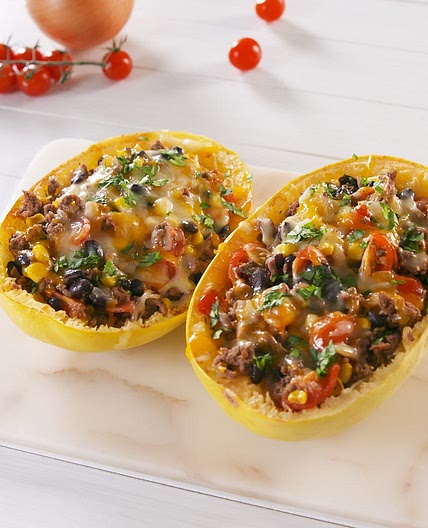 Burrito Spaghetti Squash Boats
