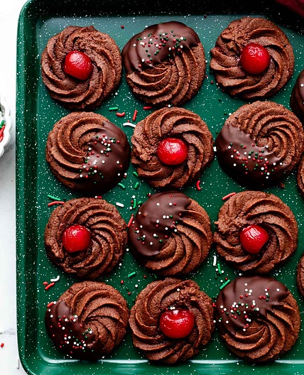 Piped Chocolate Butter Cookies