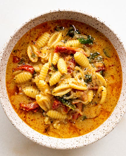 Brothy Cavatelli with Sundried Tomatoes & Parmesan