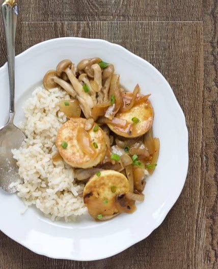 Egg Tofu with Mushroom Gravy