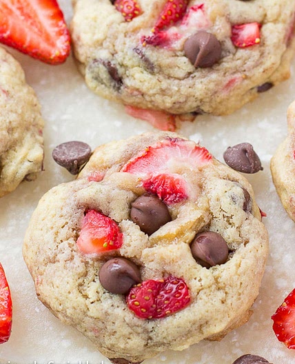 Strawberry Cookies with Chocolate Chips