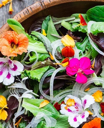 Spring Salad with Edible Flowers