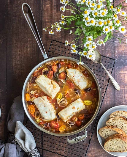 Tomato and Garlic Poached Fish - Acqua Pazza