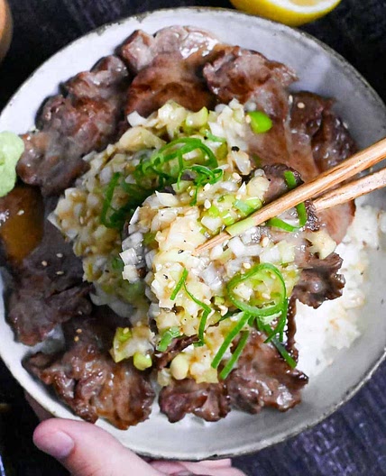 Gyutan Donburi (with Negi Shio Sauce)